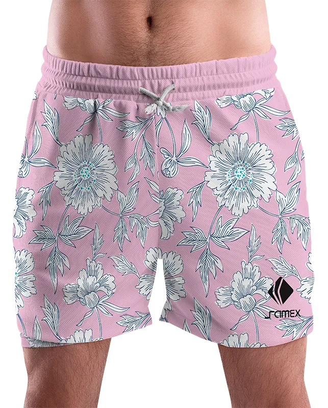 SHORT URBANO HOMBRE COD. 036 ROSADO FLORES BLANCO