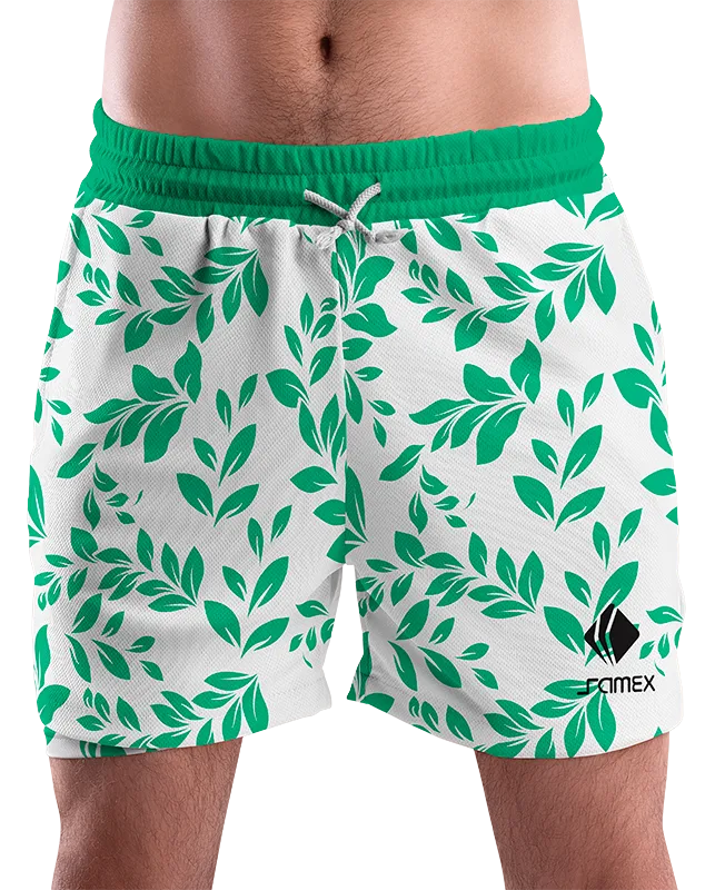 SHORT URBANO HOMBRE COD. 037 BLANCO - HOJAS VERDE