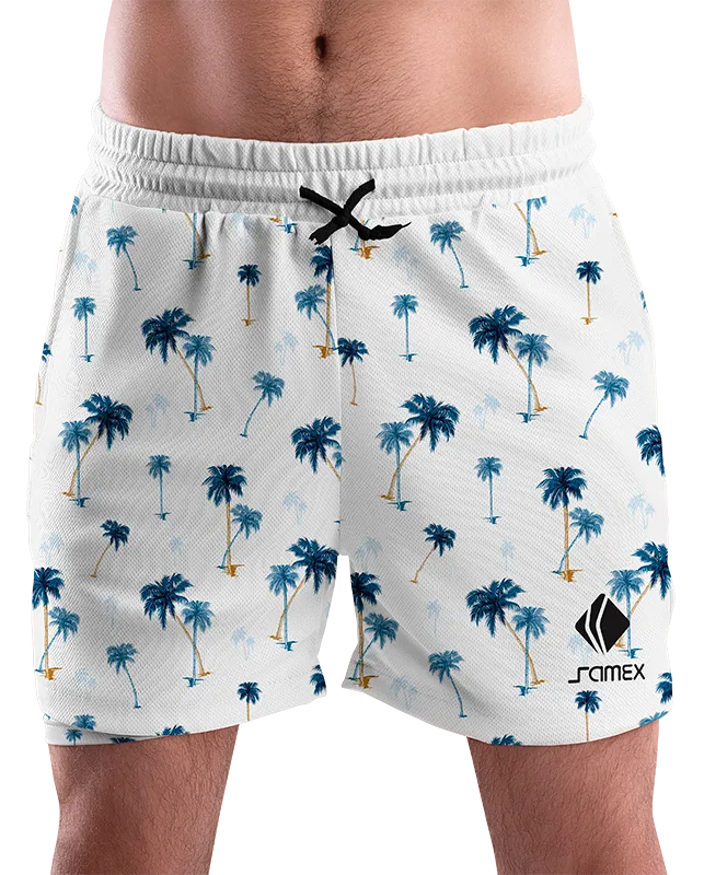 SHORT URBANO HOMBRE COD. 044 BLANCO - PALMERAS AZUL
