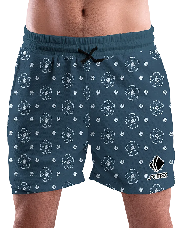 SHORT URBANO HOMBRE COD. 045 AZUL - FLORES BLANCO
