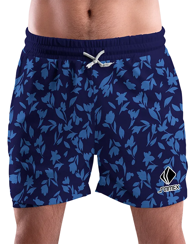SHORT URBANO HOMBRE COD. 049 AZUL HOJAS CELESTE