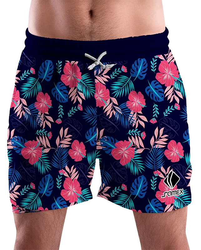 SHORT URBANO HOMBRE COD. 054 AZUL - HOJAS - FLORES