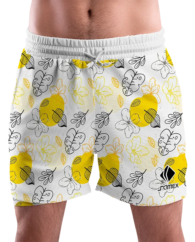 SHORT URBANO HOMBRE COD. 062 BLANCO HOJAS NEGRAS