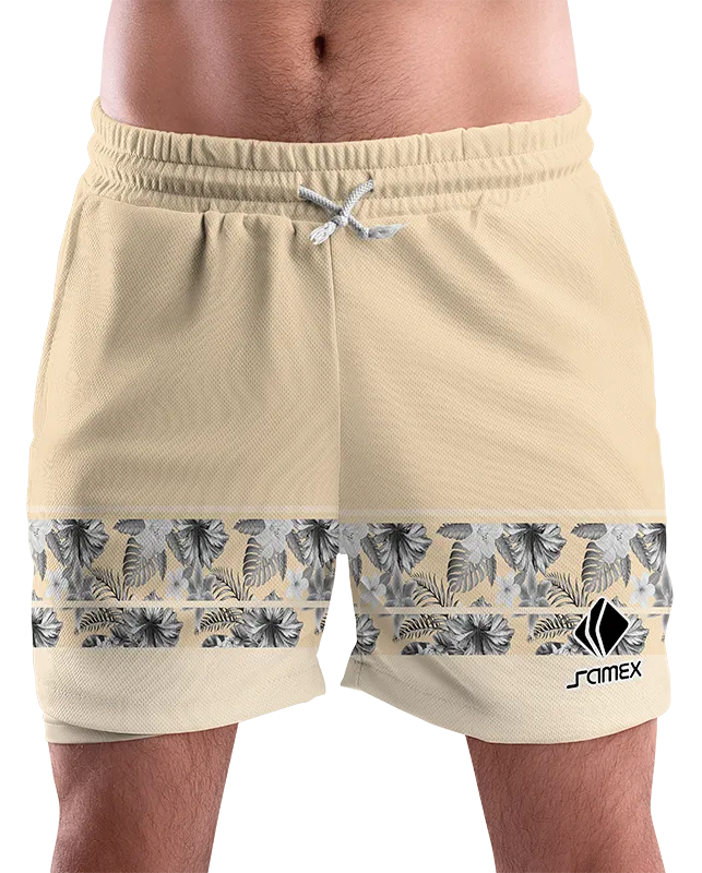 SHORT URBANO HOMBRE COD. 067 BEIGE - FLORES - GRIS