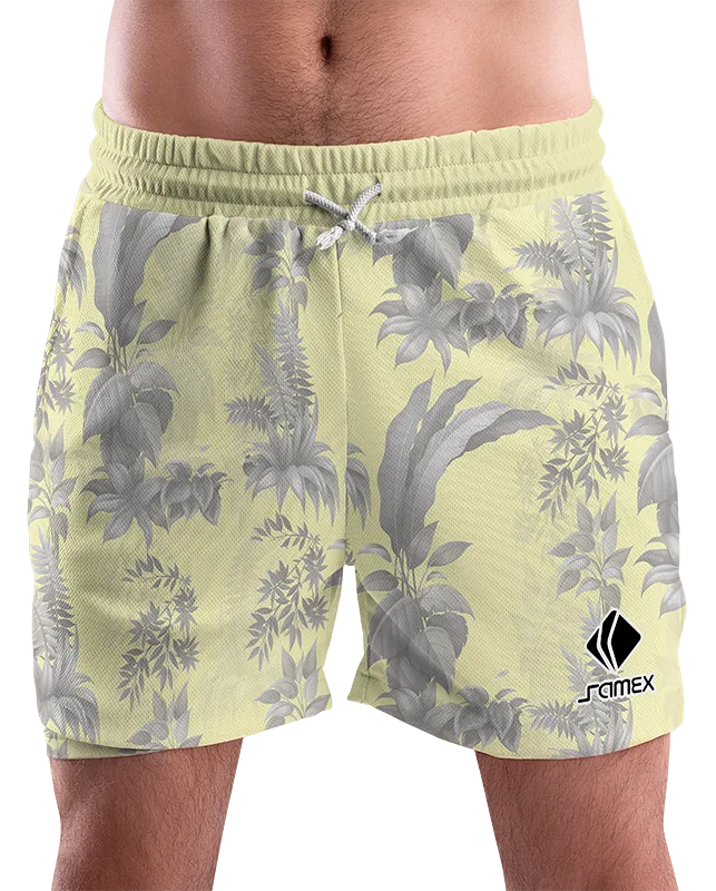 SHORT URBANO HOMBRE COD. 072 AMARILLO - HOJAS GRIS
