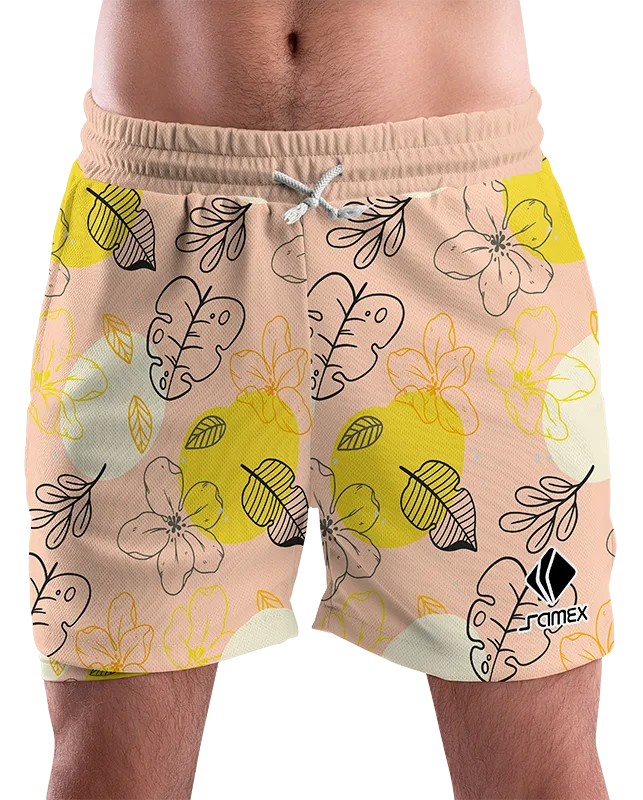 SHORT URBANO HOMBRE COD. 073 ROSADO HOJAS NEGRO