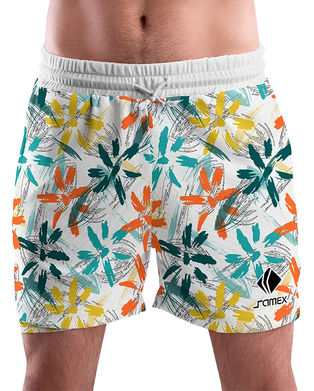SHORT URBANO HOMBRE COD. 076 BLANCO HOJAS PINTURA COLORES