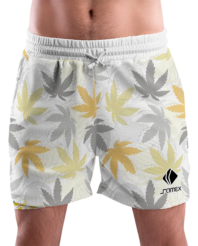 SHORT URBANO HOMBRE COD. 077 BLANCO HOJAS CANABIS