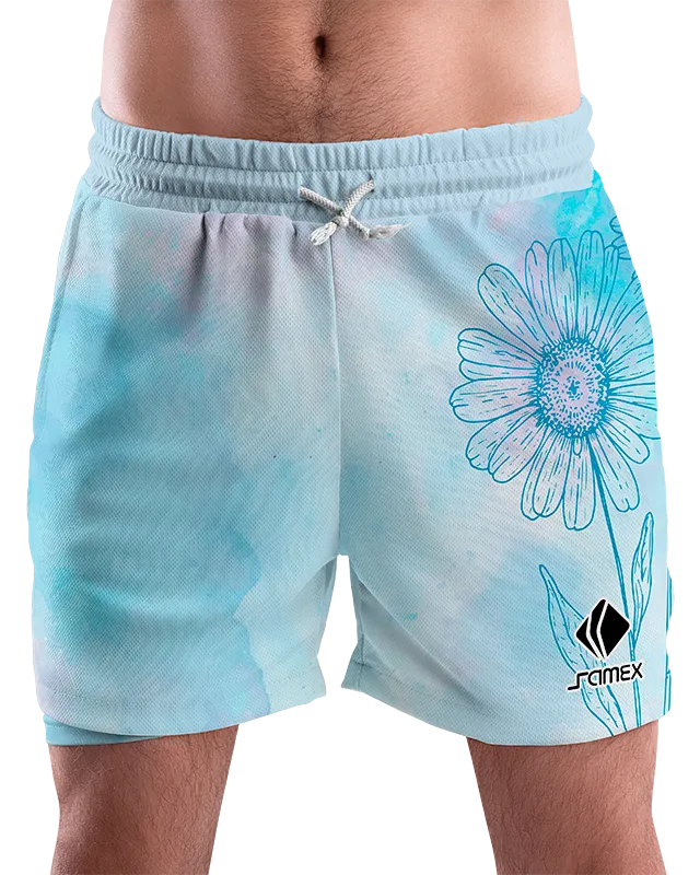 SHORT URBANO HOMBRE COD. 083 CELESTE ACUARELA FLOR