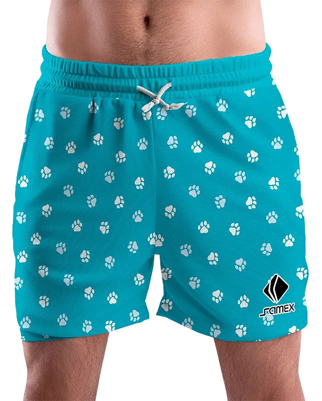 SHORT URBANO HOMBRE COD. 088 TURQUESA HUELLAS BLANCO