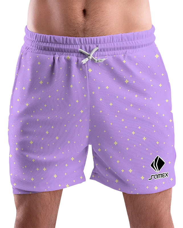 SHORT URBANO HOMBRE COD. 093 MORADO - ESTRELLAS AMARILLO