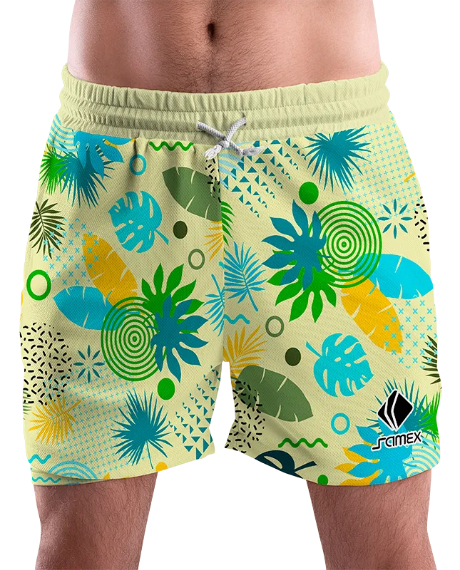SHORT URBANO HOMBRE COD. 099 AMARILLO HOJAS COLORES