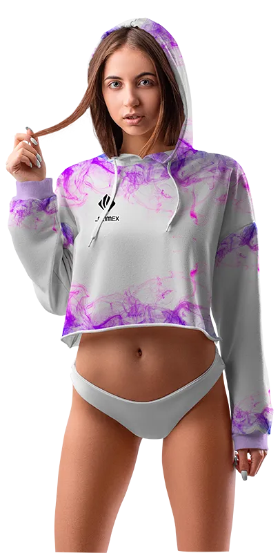 POLERA TOP CROP DAMA COD 0014 BLANCO - MORADO - EFECTO HUMO.