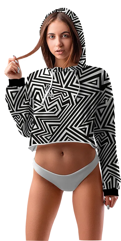 POLERA TOP CROP DAMA COD 0015 BLANCO - NEGRO - TRIANGULOS.