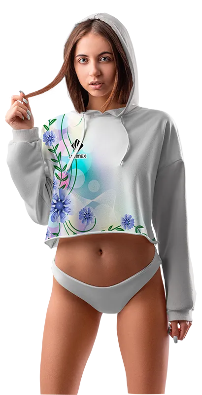 POLERA TOP CROP DAMA COD 0027 BLANCO ESTAMPADO FLORES.