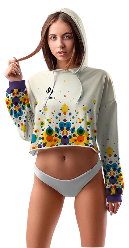 POLERA TOP CROP DAMA COD 0030 BLANCO - CIRCULOS COLORES.