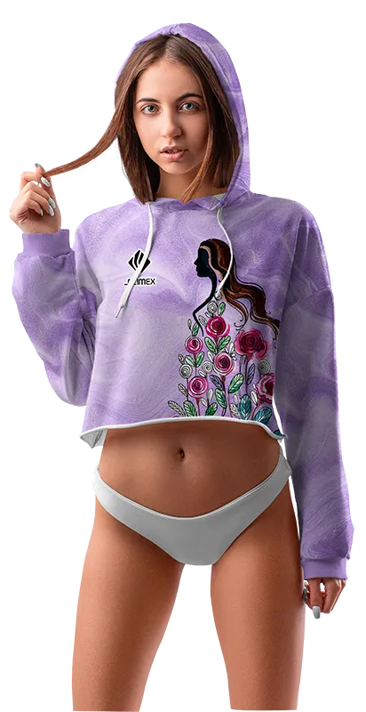 POLERA TOP CROP DAMA COD 0040 MORADO - BLANCO - MARMOL.