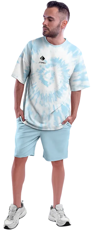 Polo Oversize Cod 0002 BLANCO - CELESTE - ESTAMPADO TIE DYE .