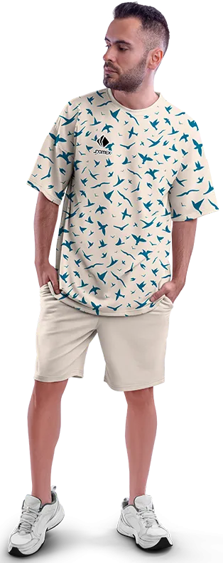 Polo Oversize Cod 0004 BEIGE - AVES AZUL .