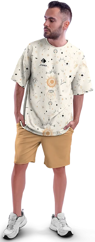 Polo Oversize Cod 0009 BEIGE ESTAMPADO .
