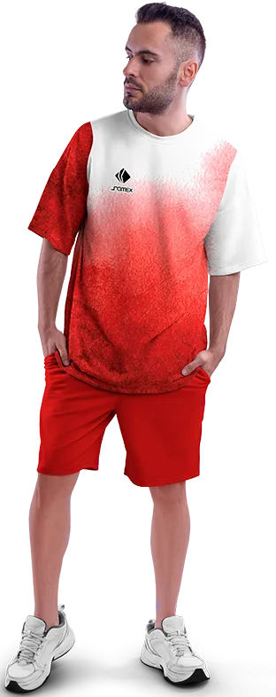 Polo Oversize Cod 0010 BLANCO - ROJO .
