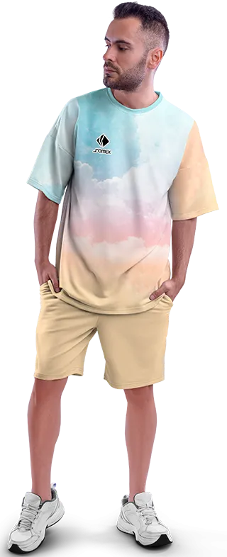 Polo Oversize Cod 0012 CELESTE - ROSADO - AMARILLO - EFECTO NUBES .