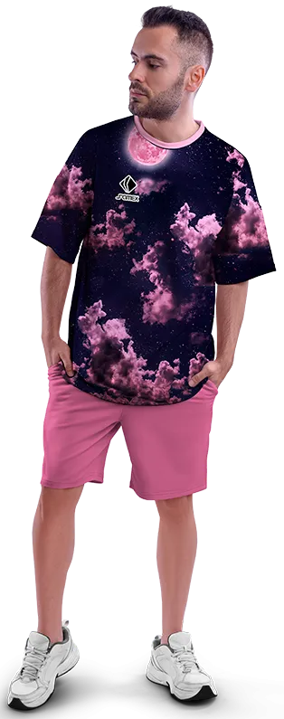 Polo Oversize Cod 0020 AZUL - ROSADO - NUBES - LUNA .