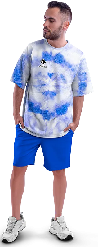 Polo Oversize Cod 0025 BLANCO - AZUL - ESTAMPADO TIE DYE .