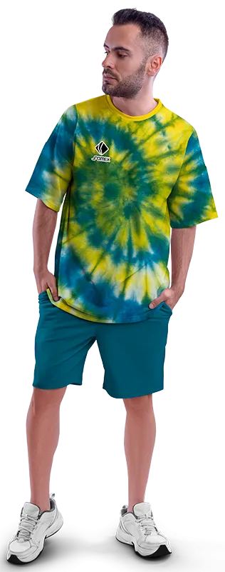 Polo Oversize Cod 0027 TURQUESA - AMARILLO - ESTAMPADO TIE DYE .