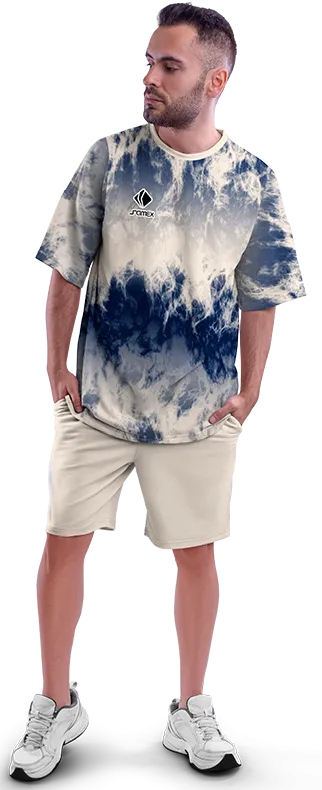 Polo Oversize Cod 0032 BLANCO - AZUL - ESTAMPADO TIE DYE .
