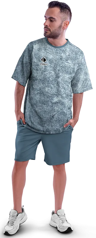 Polo Oversize Cod 0038 GRIS ESTAMPADO LINEAS .