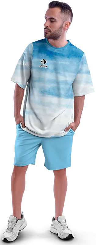 Polo Oversize Cod 0046 BLANCO - CELESTE - ESTAMPADO TIE DYE .