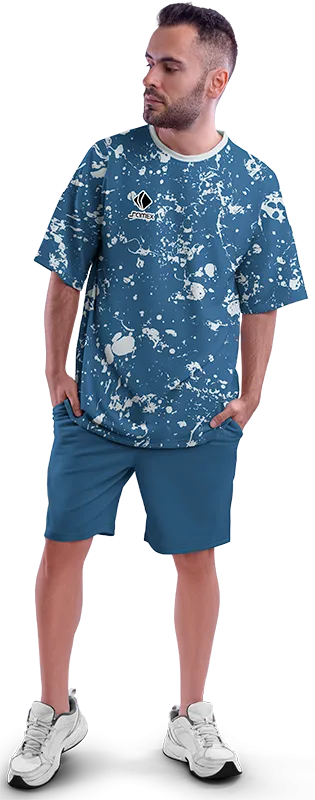 Polo Oversize Cod 0047 ACERO SALPICADURAS BLANCAS .