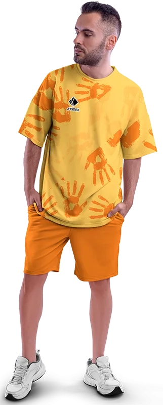 Polo Oversize Cod 0048 AMARILLO MANOS NARANJAS .