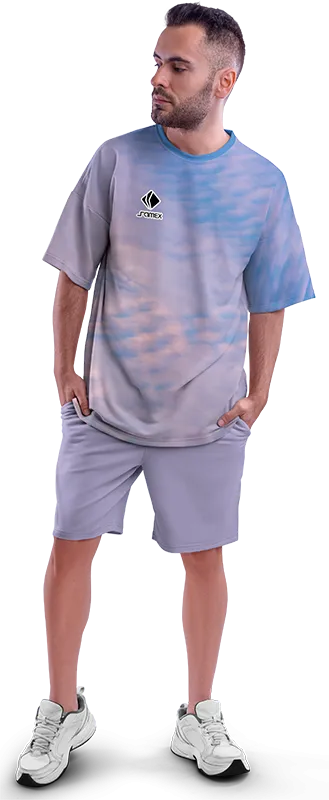 Polo Oversize Cod 0050 LILA - AZUL - TEXTURA ALGODÓN DE AZUCAR .