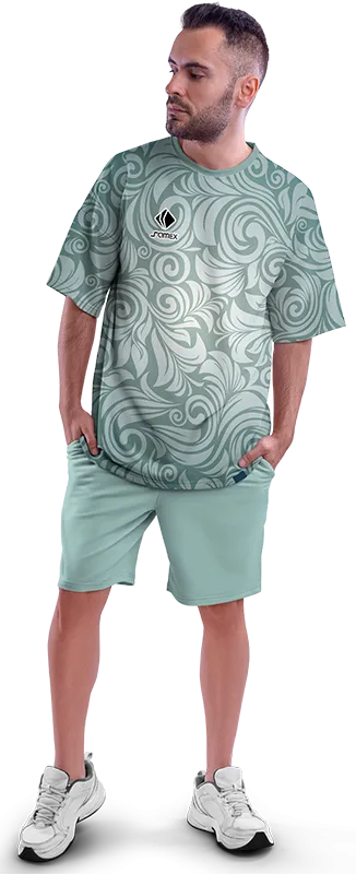 Polo Oversize Cod 0051 VERDE ESTAMPADO BLANCO .