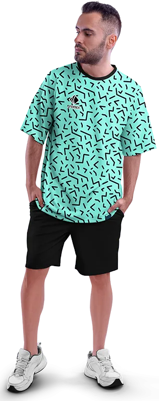 Polo Oversize Cod 0052 TURQUESA - LINEAS- NEGRAS .