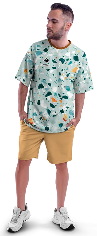 Polo Oversize Cod 0055 TURQUESA- MARMOL COLORES .