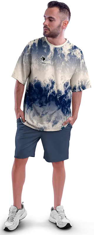 Polo Oversize Cod 0058 BLANCO - AZUL - ESTAMPADO TIE DYE .