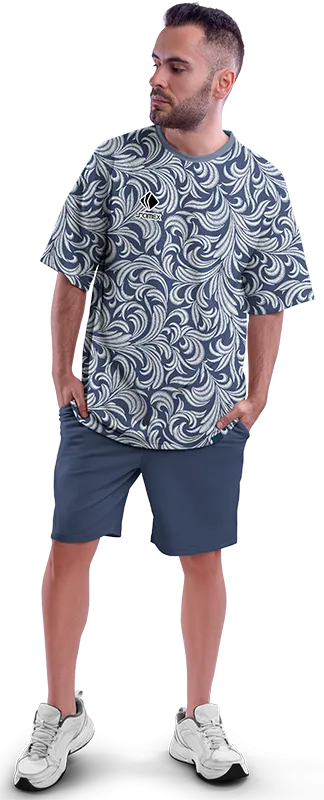 Polo Oversize Cod 0067 ACERO ESTAMPADO BLANCO .