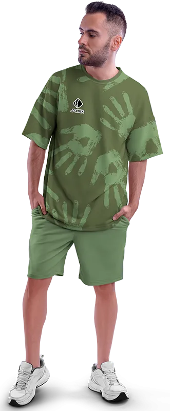 Polo Oversize Cod 0068 VERDE ESTAMPADO MANOS .