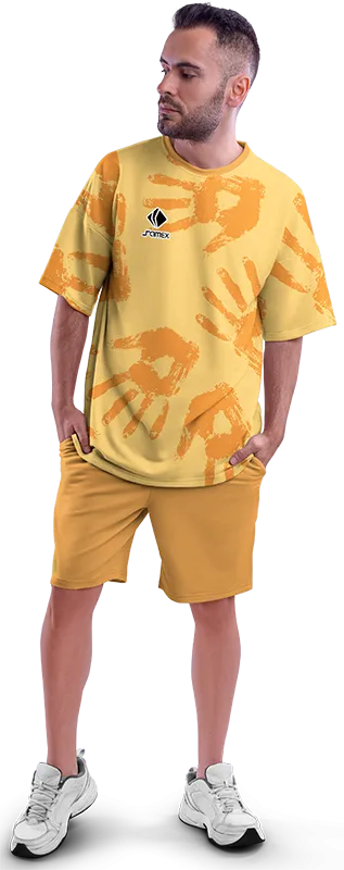 Polo Oversize Cod 0069 AMARILLO ESTAMPADO MANOS .