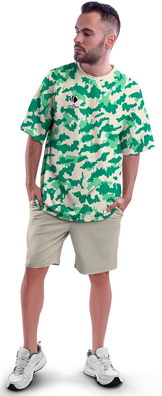 Polo Oversize Cod 0073 CREMA CAMUFLADO VERDE .