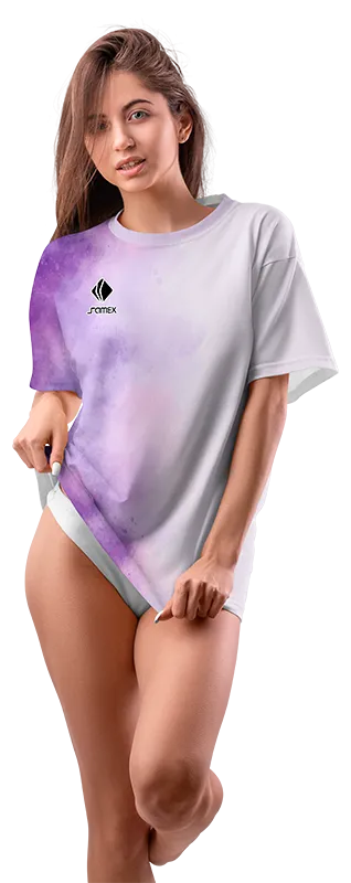 Polo Oversize Dama Cod 0003 MORADO - LILA - ESTAMPADO TIE DYE .
