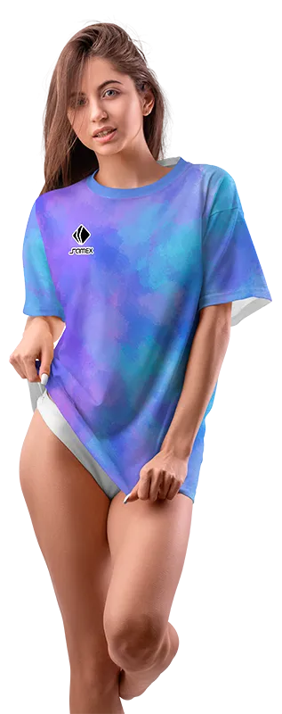 Polo Oversize Dama Cod 0016 MORADO - CELESTE - ACUARELA .