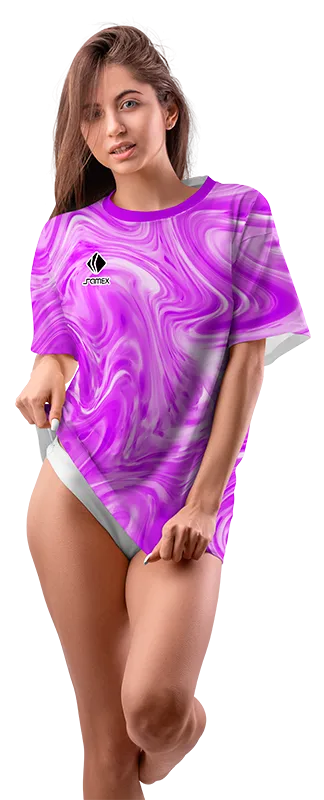 Polo Oversize Dama Cod 0018 MORADO - BLANCO - ACUARELA .