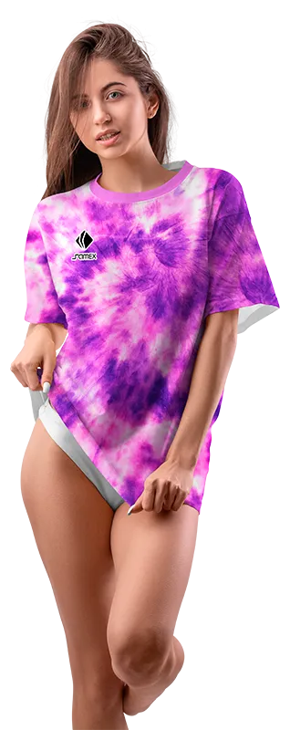 Polo Oversize Dama Cod 0049 MORADO - ROSADO - ESTAMPADO TIE DYE .