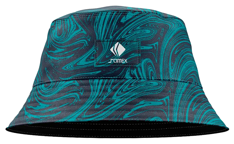 BUCKET HAT NEGRO - MARMOL TURQUESA COD: 0001 .