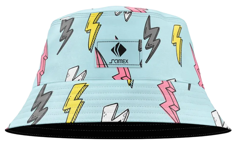 BUCKET HAT CELESTE - RAYOS - AMARILLO - ROSADO - GRIS COD: 0007 .