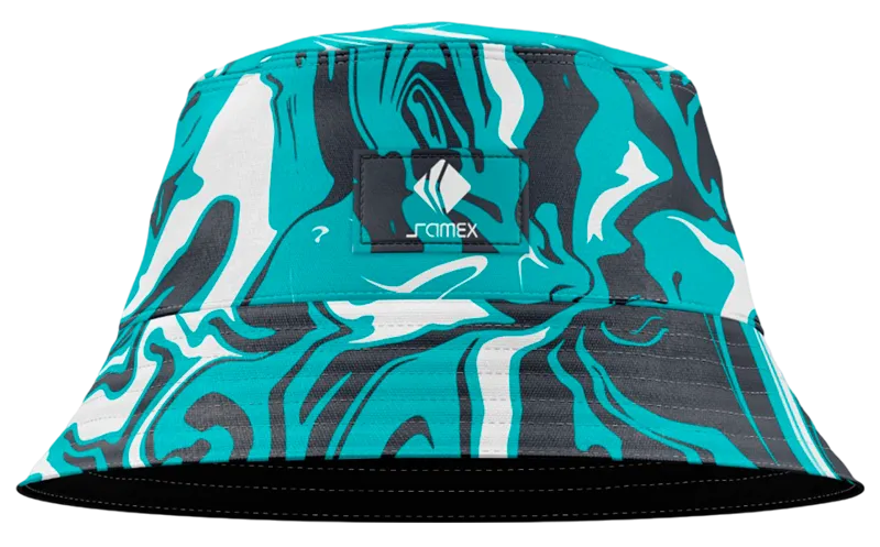 BUCKET HAT TURQUESA - MARMOL NEGRO COD: 0008 .